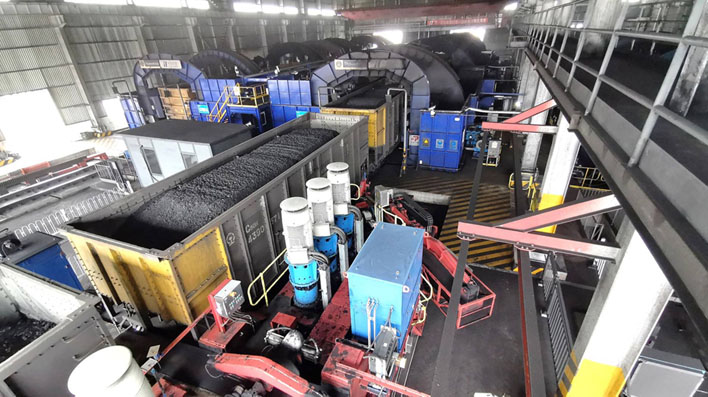 四車貫通式單元列車卸車系統